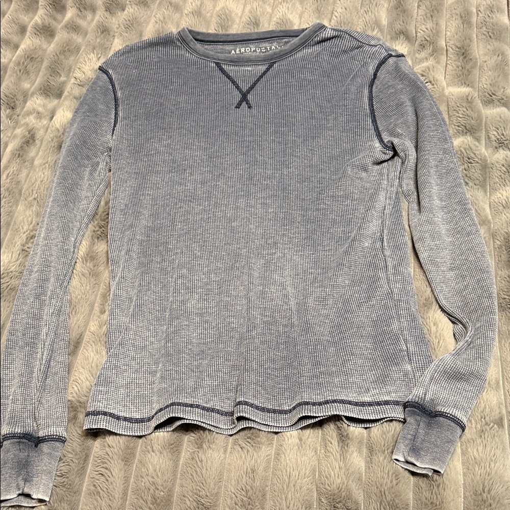 Aeropostale Heathered Blue Thermal Shirt